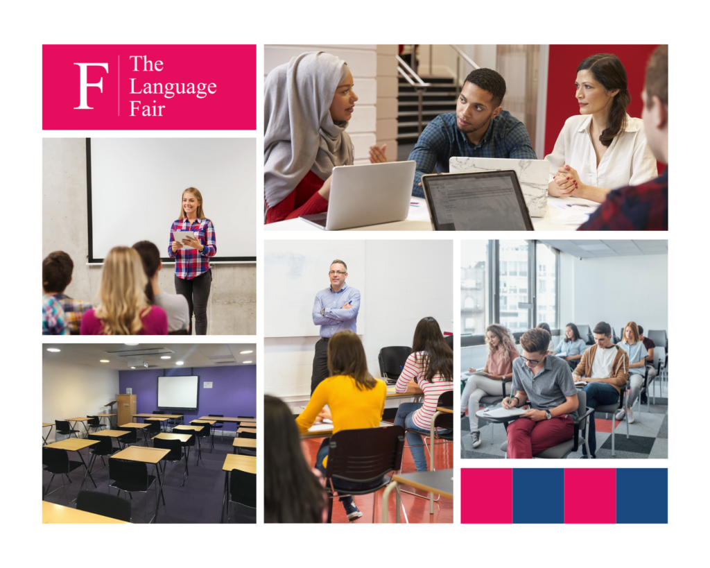 Collage of Students learning at The Language Fair in London.